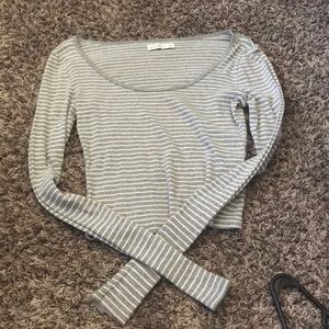 Striped long sleeve crop top